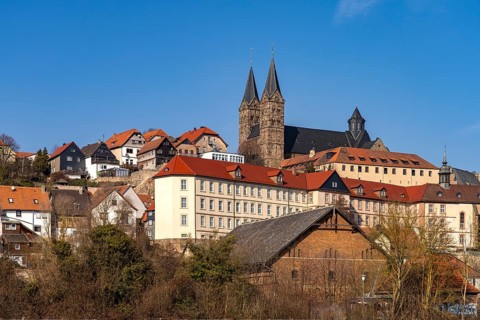 Town view with St Peter's Cathedral, Fritzlar, Schwalm-Eder district, Hesse, Germany, Europe