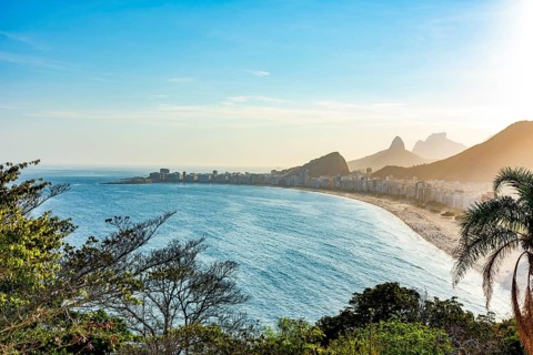 Late afternoon on Copacabana beach in Rio de Janeiro on a summer day, Copacabana beach, Rio de