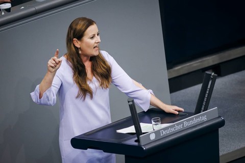 Janine Wissler, Die Linke, recorded during a speech on the topic of internal security in the German