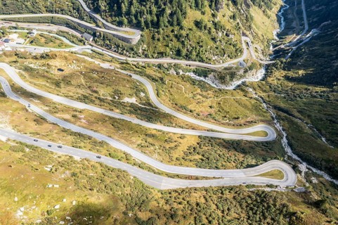 Grimsel mountain pass, southern slopes at village Gletsch, Rhone valley, Switzerland, Europe