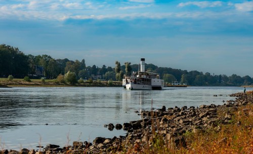 Paddle steamer on the Elbe near Pillnitz, Saxony, Germany, Europe