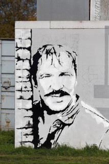 Portrait of the actor Götz George as Horst Schimanski from the ARD Tatort, stencil picture,