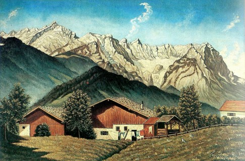 Alpenhof, Painting by Adolf Hitler (1889-1945), Historical, digitally restored reproduction from a