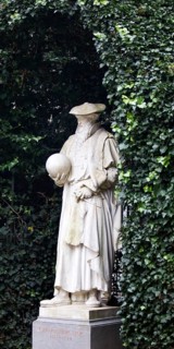 Sculpture by Gerhard Mercator in Carrara marble in the sculpture garden of the Small Zabel Square,