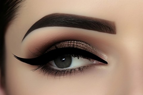Close up of woman's eye with glamourous winged eyeliner. KI generiert, generiert, AI generated