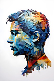 Human head silhouette made from puzzle pieces, isolated on a pure background, AI generated
