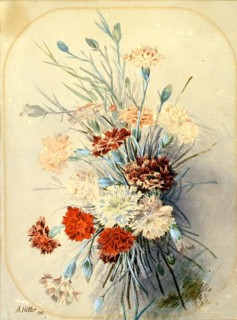 Bouquet of Carnations, Painting by Adolf Hitler (1889-1845), Historical, digitally restored