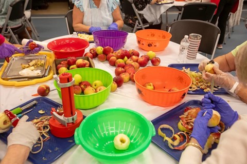 St. Clair Shores, Michigan, Volunteers at the St. Clair Shores Senior Center make apple pies during