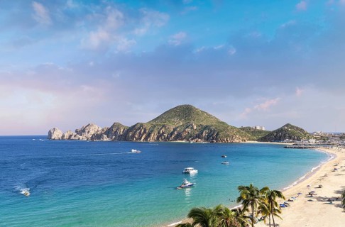 Cabo San Lucas, Mexico, Scenic panoramic aerial view of Los Cabos landmark tourist destination Arch