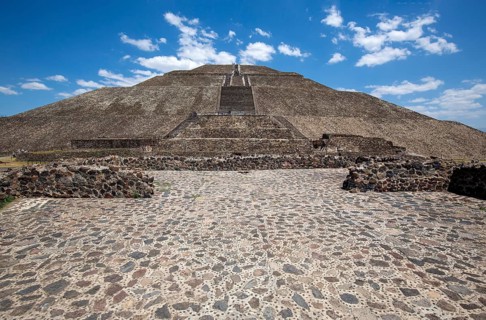 Landmark Teotihuacan pyramids complex located in Mexican Highlands and Mexico Valley close to