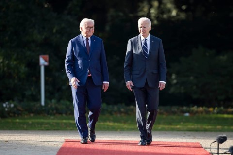 Joe Biden (46th President of the United States) is received with military honours by Federal