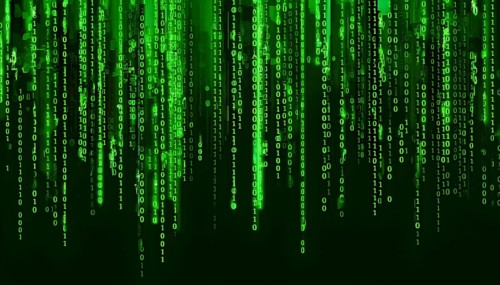 Abstract animation of binary code cascading down like digital rain, representing data insights in