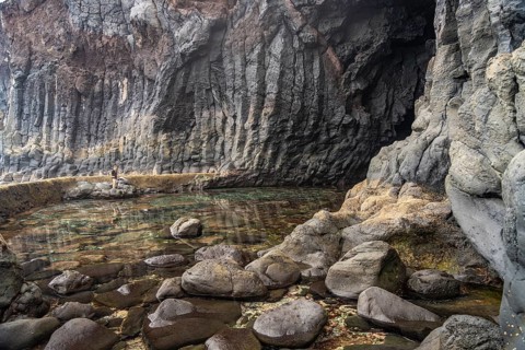 The natural volcanic pool Charco de la Laja, El Hierro, Canary Islands, Spain, Europe