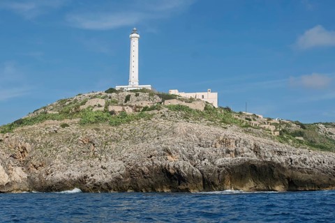 Faro di Leuca, Santa Maria di Leuca lighthouse, Leuca, province of Lecce, Apulia, Salento, Italy,