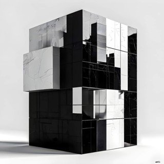 Minimalist abstract wallpaper illustration symbolizing architecture in simple geometric shapes, AI