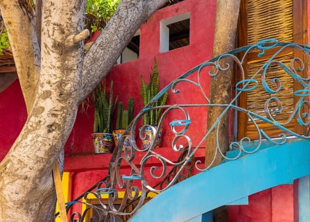 Scenic colonial streets and architecture of Cabo San Lucas in historic city center close to Marina