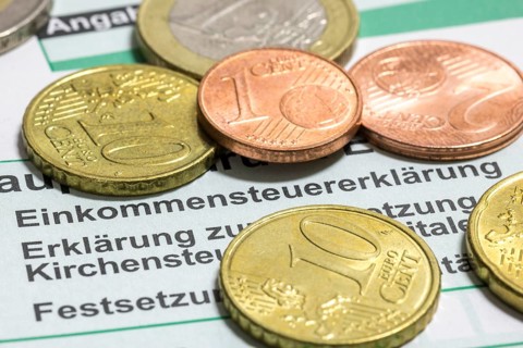 Income tax return, main form ESt 1 A, form, EURO, coins