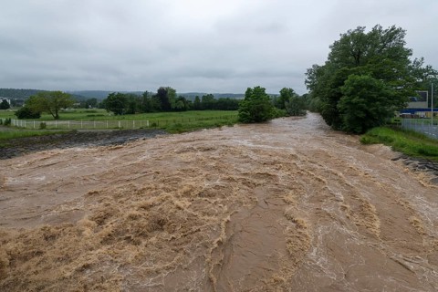 Symbolic image Extreme weather, global warming, climate change, floods, Rems valley, Winterbach,