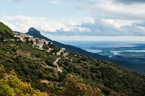 Picturesque village in the mountains and coast, Baunei, Province of Ogliastra, Sardinia, Italy,