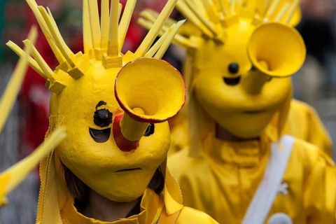 Basler Künstlerlarven, masks, Basler Fasnet parade, Basler Fasnacht, Basel, Switzerland, Europe