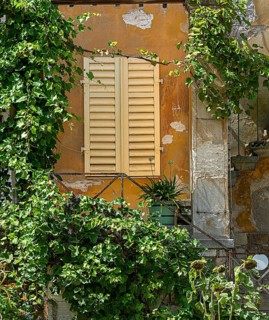 House facade of an old villa at the Roman Baths in Sanssouci Park in Potsdam, Brandenburg, Germany,
