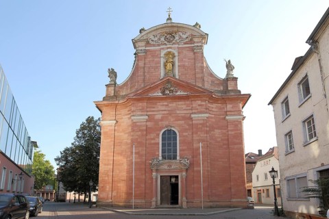 Romanesque Mother of God Parish Church with Tail Gable in Aschaffenburg, Lower Franconia,