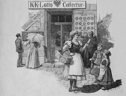 Receipt office for number lottery, Kollektur, 1897 in Vienna, Austria, Historic, digitally restored