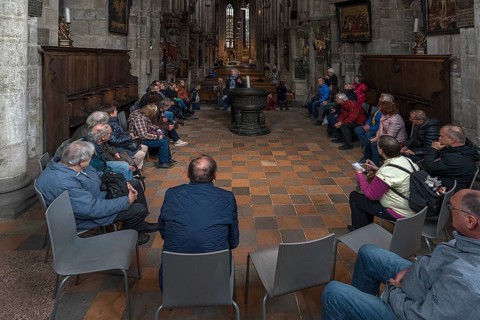 Guided tour of the Sebaldus Church, Nuremberg, Middle Franconia, Bavaria, Germany, Europe