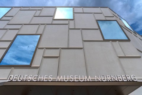 Modern façade German Museum Nuremberg, The Future Museum, Nuremberg, Middle Franconia, Bavaria,