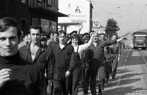 The spontaneous strikes, here at Opel in Bochum on 15.9.1969, went down in history as the September