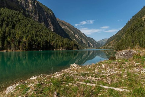 Stilluptal, Stiillup reservoir (1116m), Stillupgrund, Mayrhofen, reservoir lake, alpine mountain