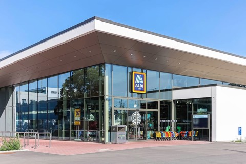 Aldi Süd modern branch discounter supermarket shop in Stuttgart, Germany, Europe
