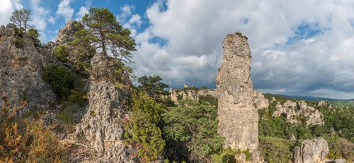 Rocks with strange shapes in the chaos of Montpellier-le-Vieux in the cevennes national park.
