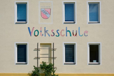 School, facade, window, Ossiach, Lake Ossiach, Carinthia, Austria, Europe