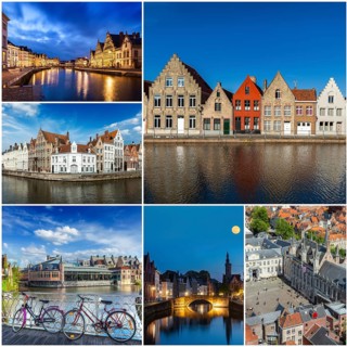 Mosaic collage storyboard of Belgium tourist views travel images