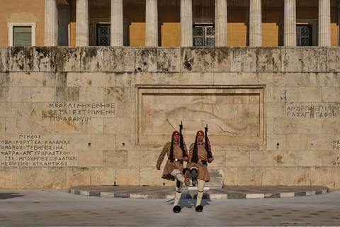 ATHENS, GREECE, MAY 20, 2010: Changing of the presidential guard Evzones in front of the Monument