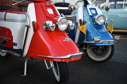 Motor scooter Heinkel Tourist, at a classic car meeting in Büsum, Germany, Europe