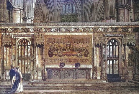 The New Altar in Westminster Abbey in 1869, England, Historic, digitally restored reproduction of