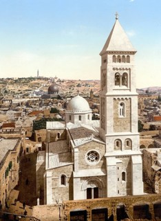 Church of St. Saviour, Jerusalem, Holy Land, Israel, c. 1890, Historic, digitally restored