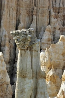 Strange rock formations created by water erosion at the Orgues d'Ille-sur-Têt in the