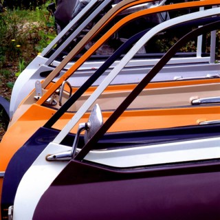 Old car doors lined up