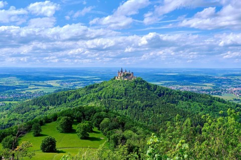 View of Hohenzollern Castle, the ancestral seat of the Hohenzollern dynasty, from the Zeller Horn