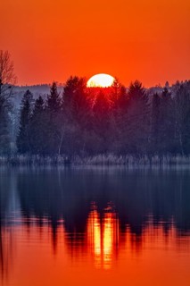 Sunset, Waginger See, Bavaria, Germany, Europe