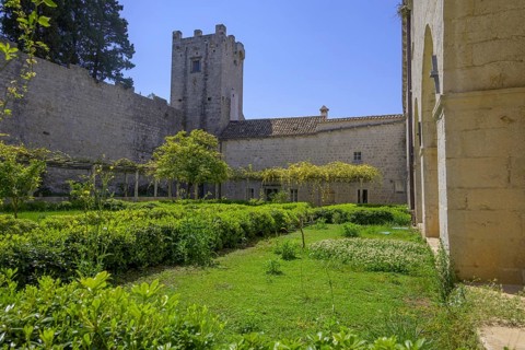 Inner courtyard of the Benedictine Abbey, Mljet Island, Dubrovnik-Neretva County, Croatia, Europe