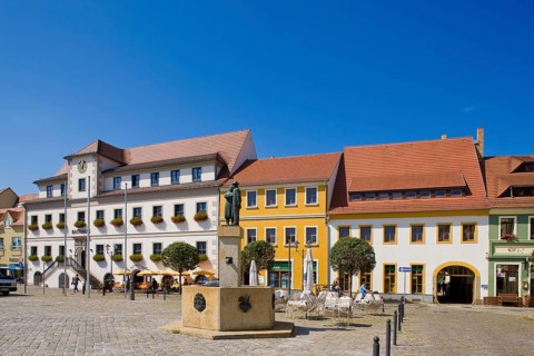 Hoyerswerda. Old Hoyerswerda Town Hall, built in 1449 in Renaissance style with a double flight of