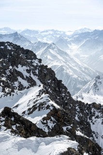 Peaks and mountains in winter, Sellraintal, Stubai Alps, Kühtai, Tyrol, Austria, Europe