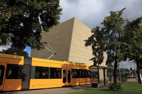 New Synagogue and Tramway in Dresden, Saxony, Germany, Europe