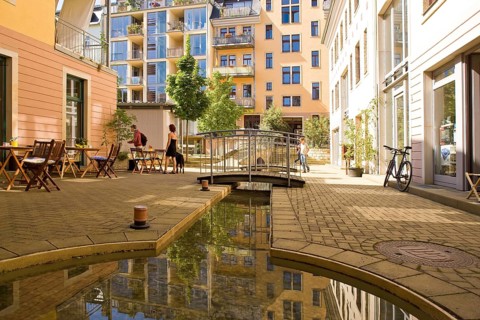 Sonnenhof in Dresden's Neustadt district. The Sonnenhof is located right next to the well-known