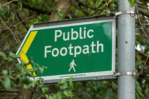 Signpost, public footpath, Upper Beeding, South Downs, West Sussex, England, Great Britain