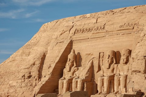 Statues Pharaoh Ramses II Rock Temple Abu Simbel, Egypt, Africa